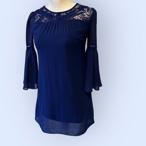 In Girl navy dress/tunic, lace yoke, sz 12